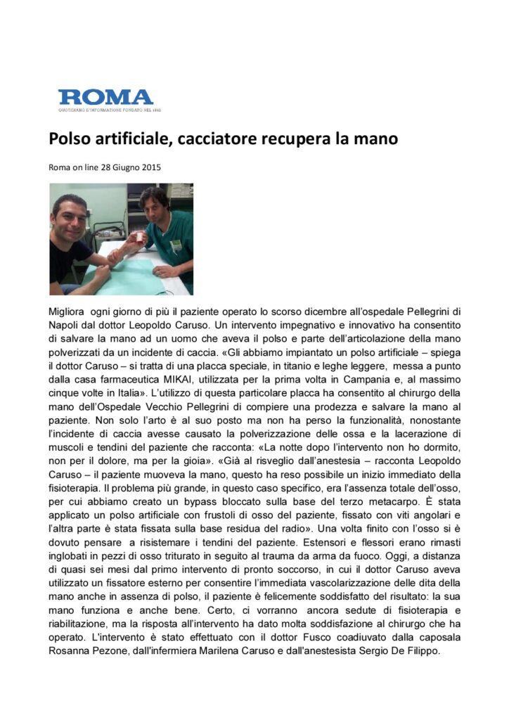 thumbnail of Polso artificiale, cacciatore recupera la mano – 28 Giugno 2015