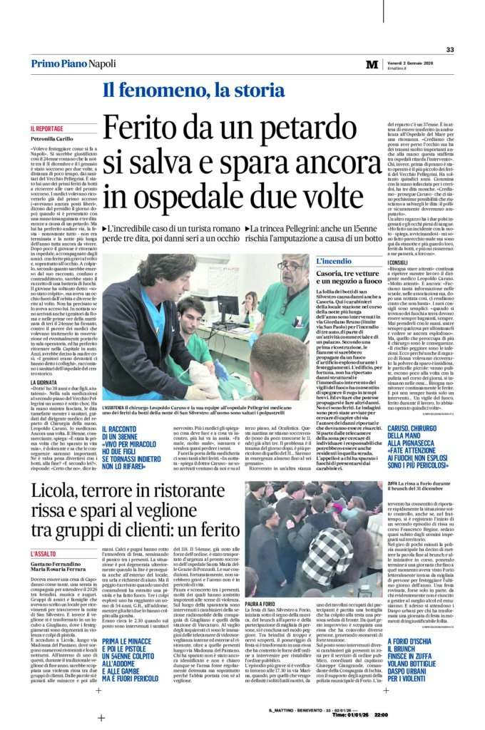 thumbnail of Ferito da un petardo si salva e spara ancora in ospedale due volte